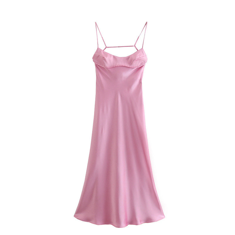 Satin Elegance: Elegantes Rückenfreies Camis-Kleid für Sommer & Partys