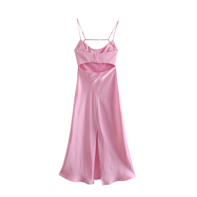 Satin Elegance: Elegantes Rückenfreies Camis-Kleid für Sommer & Partys